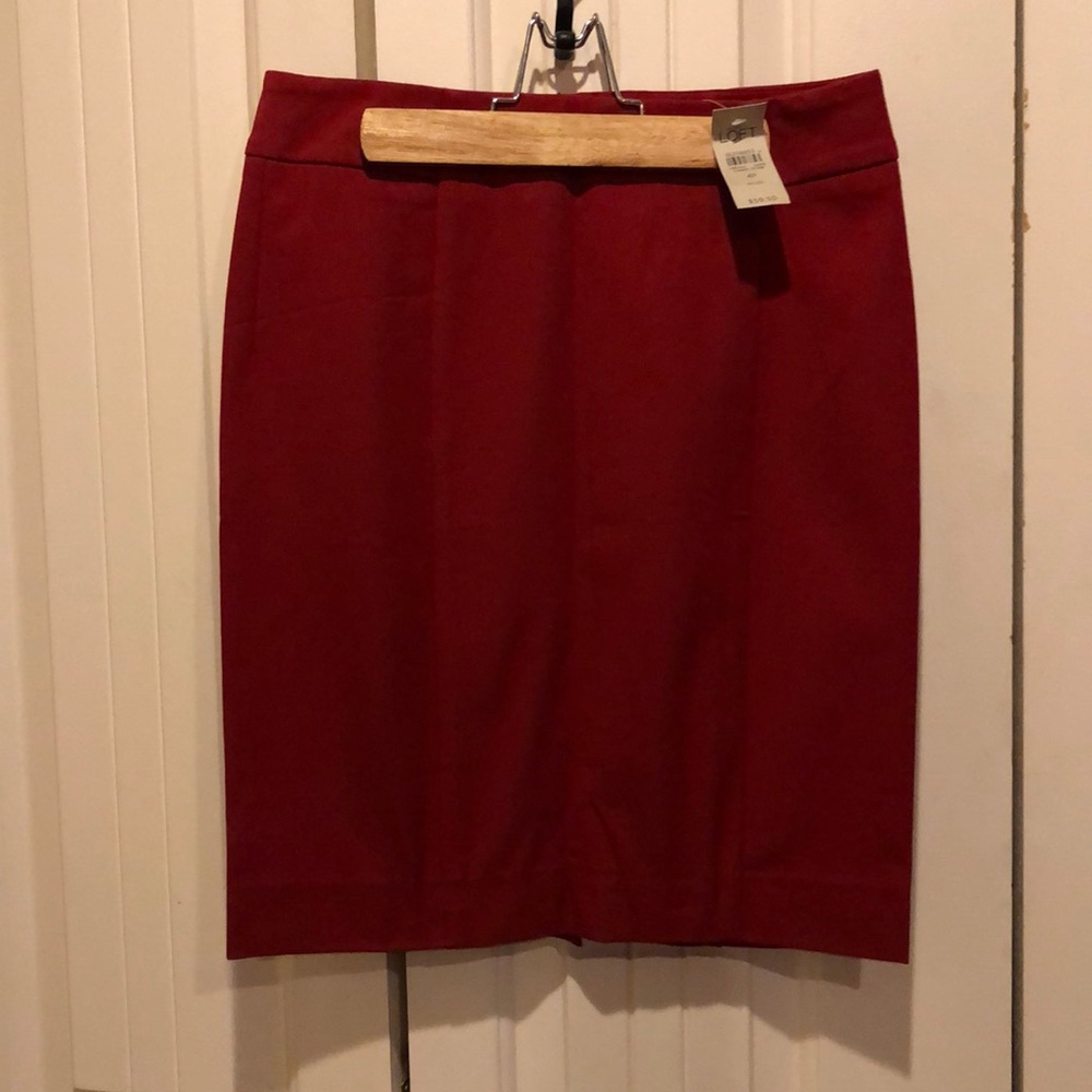 Structured red, pencil skirt